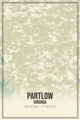 Retro US city map of Partlow, Virginia. Vintage street map.