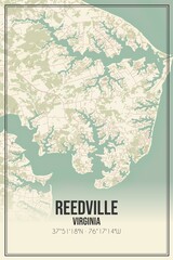 Retro US city map of Reedville, Virginia. Vintage street map.