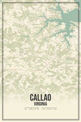 Retro US city map of Callao, Virginia. Vintage street map.