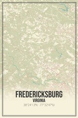 Retro US city map of Fredericksburg, Virginia. Vintage street map.