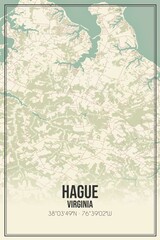 Retro US city map of Hague, Virginia. Vintage street map.