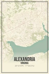 Retro US city map of Alexandria, Virginia. Vintage street map.