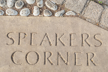 Stone pointer in Hyde Park. London, England