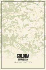 Retro US city map of Colora, Maryland. Vintage street map.