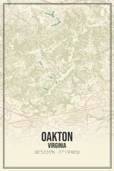 Retro US city map of Oakton, Virginia. Vintage street map.