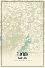 Retro US city map of Elkton, Maryland. Vintage street map.