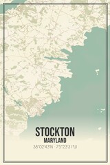 Retro US city map of Stockton, Maryland. Vintage street map.