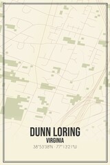 Retro US city map of Dunn Loring, Virginia. Vintage street map.