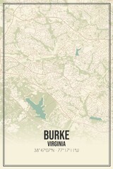 Retro US city map of Burke, Virginia. Vintage street map.