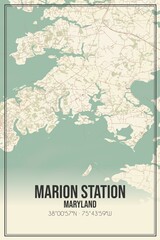 Retro US city map of Marion Station, Maryland. Vintage street map.