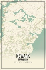 Retro US city map of Newark, Maryland. Vintage street map.