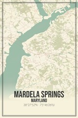 Retro US city map of Mardela Springs, Maryland. Vintage street map.