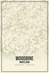 Retro US city map of Woodbine, Maryland. Vintage street map.