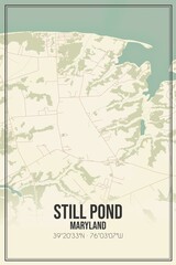 Retro US city map of Still Pond, Maryland. Vintage street map.