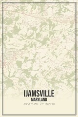 Retro US city map of Ijamsville, Maryland. Vintage street map.