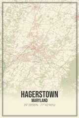 Retro US city map of Hagerstown, Maryland. Vintage street map.