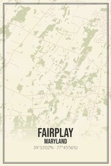 Retro US city map of Fairplay, Maryland. Vintage street map.
