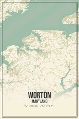 Retro US city map of Worton, Maryland. Vintage street map.