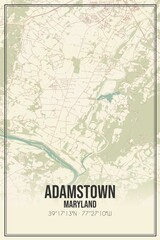 Retro US city map of Adamstown, Maryland. Vintage street map.