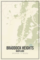 Retro US city map of Braddock Heights, Maryland. Vintage street map.