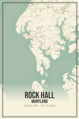Retro US city map of Rock Hall, Maryland. Vintage street map.