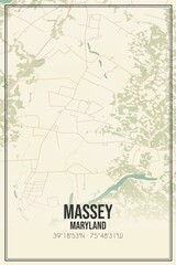 Retro US city map of Massey, Maryland. Vintage street map.