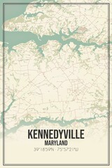 Retro US city map of Kennedyville, Maryland. Vintage street map.