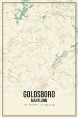 Retro US city map of Goldsboro, Maryland. Vintage street map.