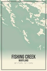 Retro US city map of Fishing Creek, Maryland. Vintage street map.