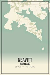 Retro US city map of Neavitt, Maryland. Vintage street map.