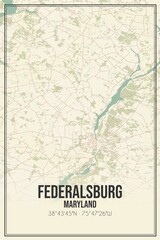 Retro US city map of Federalsburg, Maryland. Vintage street map.