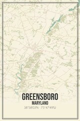 Retro US city map of Greensboro, Maryland. Vintage street map.