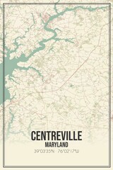 Retro US city map of Centreville, Maryland. Vintage street map.
