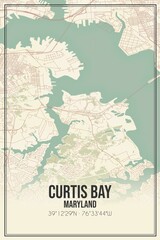 Retro US city map of Curtis Bay, Maryland. Vintage street map.