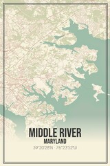 Retro US city map of Middle River, Maryland. Vintage street map.