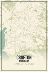 Retro US city map of Crofton, Maryland. Vintage street map.