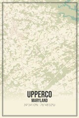 Retro US city map of Upperco, Maryland. Vintage street map.