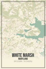 Retro US city map of White Marsh, Maryland. Vintage street map.
