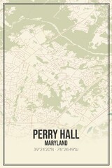 Retro US city map of Perry Hall, Maryland. Vintage street map.
