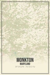 Retro US city map of Monkton, Maryland. Vintage street map.