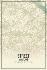 Retro US city map of Street, Maryland. Vintage street map.