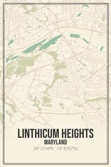 Obraz premium Retro US city map of Linthicum Heights, Maryland. Vintage street map.