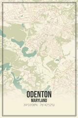 Retro US city map of Odenton, Maryland. Vintage street map.