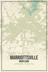 Retro US city map of Marriottsville, Maryland. Vintage street map.