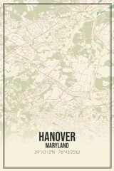 Retro US city map of Hanover, Maryland. Vintage street map.