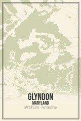 Retro US city map of Glyndon, Maryland. Vintage street map.