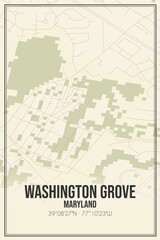 Retro US city map of Washington Grove, Maryland. Vintage street map.