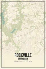 Retro US city map of Rockville, Maryland. Vintage street map.