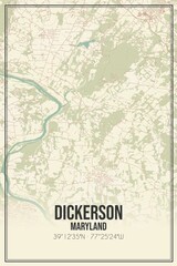 Retro US city map of Dickerson, Maryland. Vintage street map.