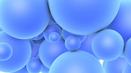 Blue velvet balls close-up. 3D render. Festive background.